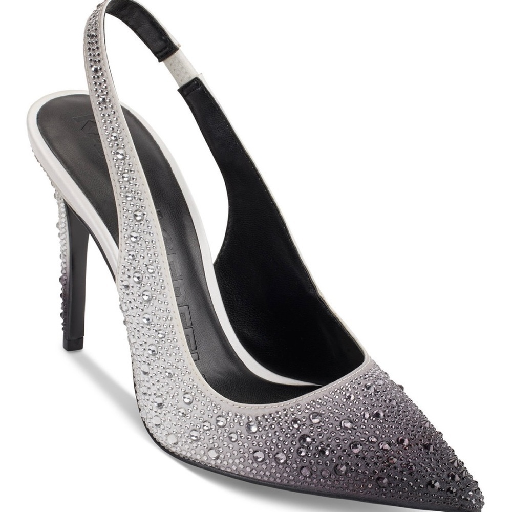 Embellished Ombre Slingback Pump - White to Gray